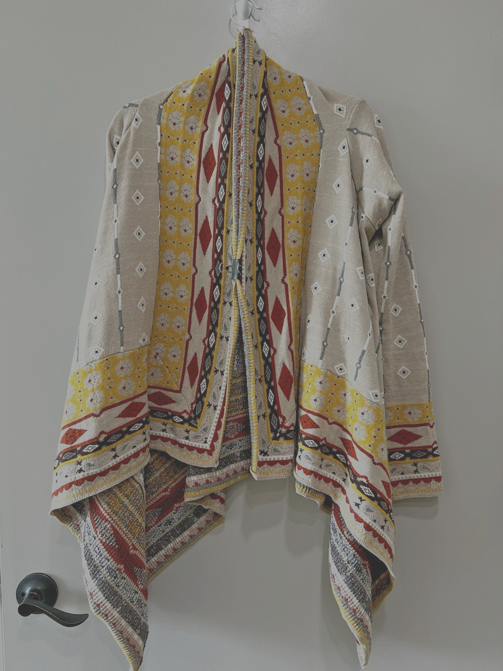 Freeway Anthropologie tribal Wrap jacket open cape Cardigan waterfall Aztec Sz-M